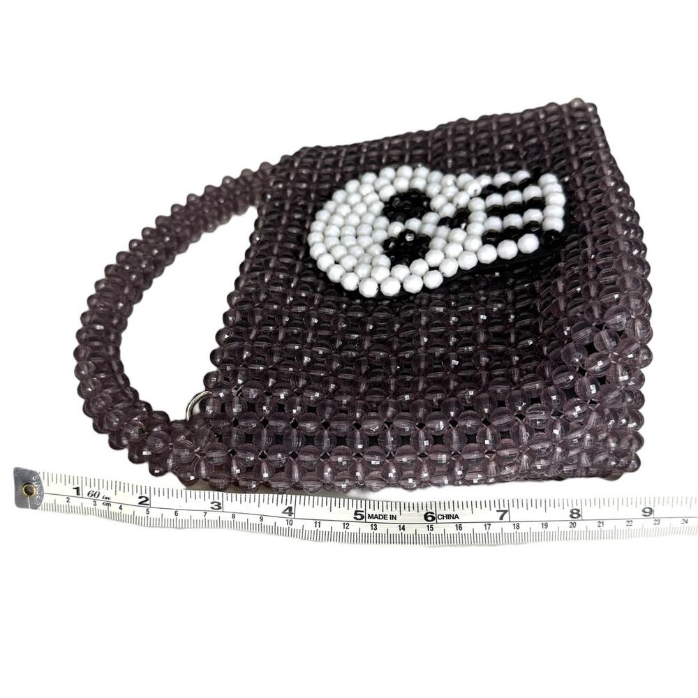 Bouffants And Broken Hearts Kendra Dandy Beaded Skull Purse Crossbody Top Handle - Picture 7 of 12